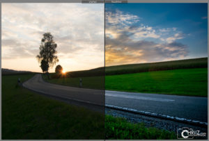 Straße mit Sonnenuntergang Vergleich | Nikon D5300